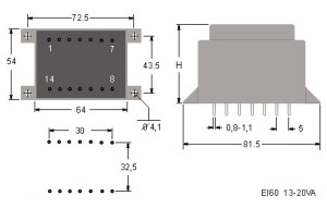 EI60_TRR_Trasformatori_Quote-Transformers_dimensions