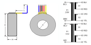 Toroidali Trasformatori Quote Toroidal Transformers dimensions